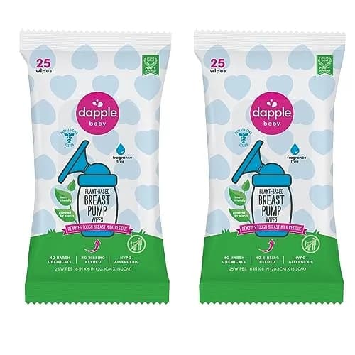 Dapple Plant-Powered Breast Pump Wipes Pouch, 50 Count (25 Count x 2 Pack) | Hypoallergenic & Fragrance-Free for Breast Pump Parts, Bottles, Pacifiers thumbnail 1