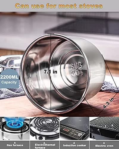 SONGZIMING Double Boiler Pot Set 1000ml + 2200ml with Silicone Spatula | Induction Compatible Melting Pot thumbnail 3