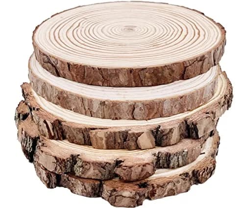 William Craft Natural Round Wood Slices 5 Pcs 7-8 Inch (18-20cm) | Rustic Unfinished Wood Circles for DIY Crafts thumbnail 1