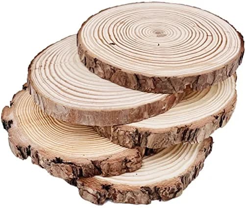 William Craft Natural Round Wood Slices 5 Pcs 7-8 Inch (18-20cm) | Rustic Unfinished Wood Circles for DIY Crafts thumbnail 2
