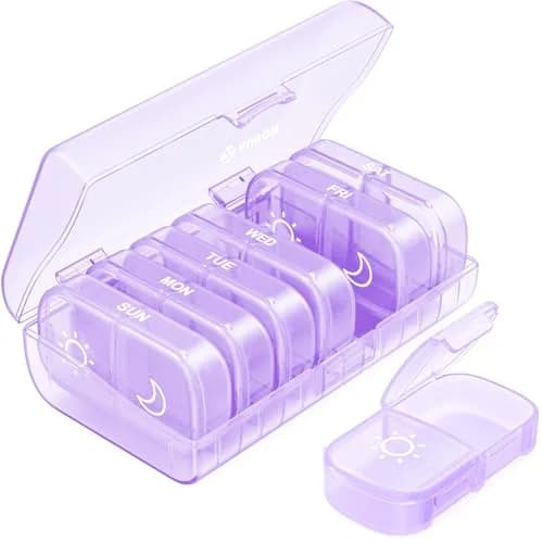 AUVON XL Weekly Pill Organizer 7 Day with AM PM Slots | Large Capacity Supplement & Medication Case - main product image