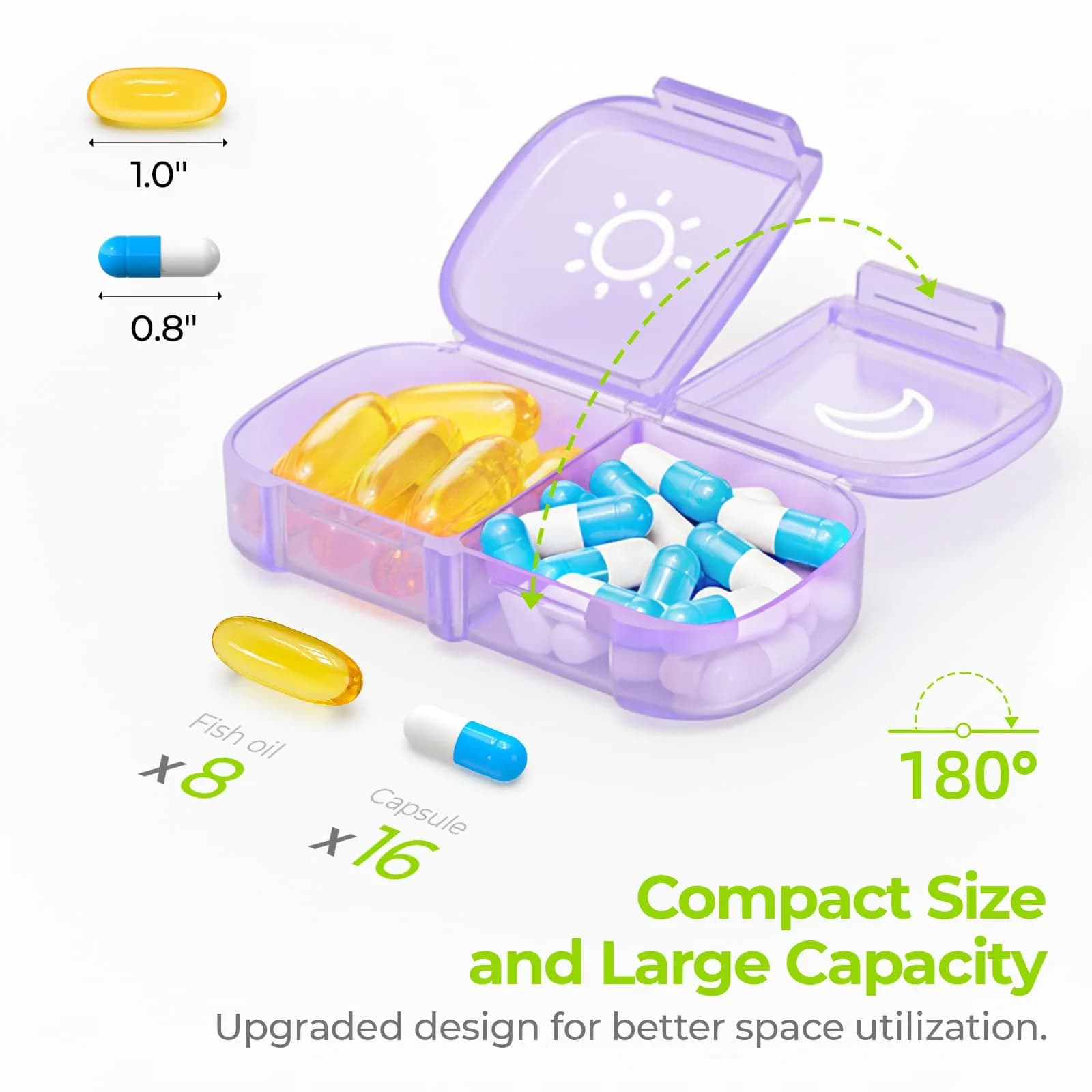 AUVON XL Weekly Pill Organizer 7 Day with AM PM Slots | Large Capacity Supplement & Medication Case - view 2