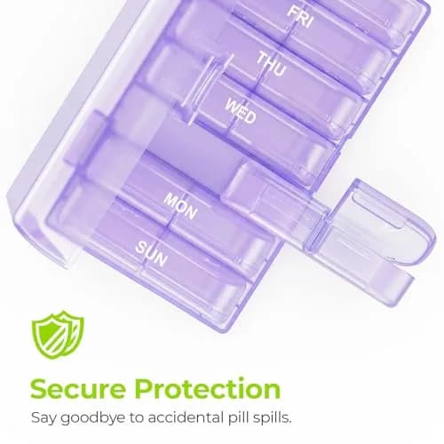 AUVON Weekly Pill Organizer 2 Times a Day, Large Pill Box 7 Day with 14 Compartments | FDA Approved Personal Pill Dispenser thumbnail 4