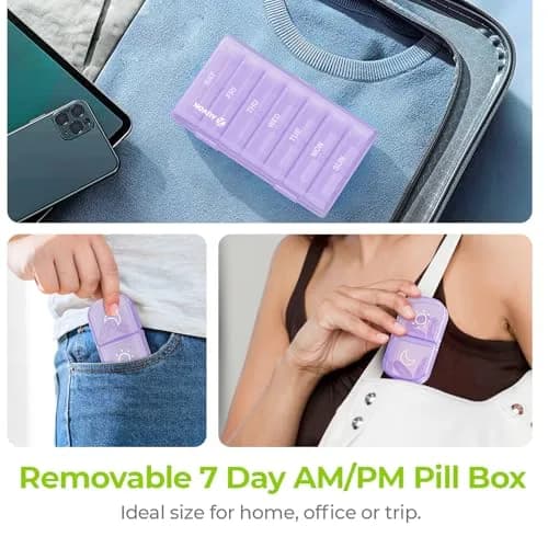 AUVON Weekly Pill Organizer 2 Times a Day, Large Pill Box 7 Day with 14 Compartments | FDA Approved Personal Pill Dispenser thumbnail 6