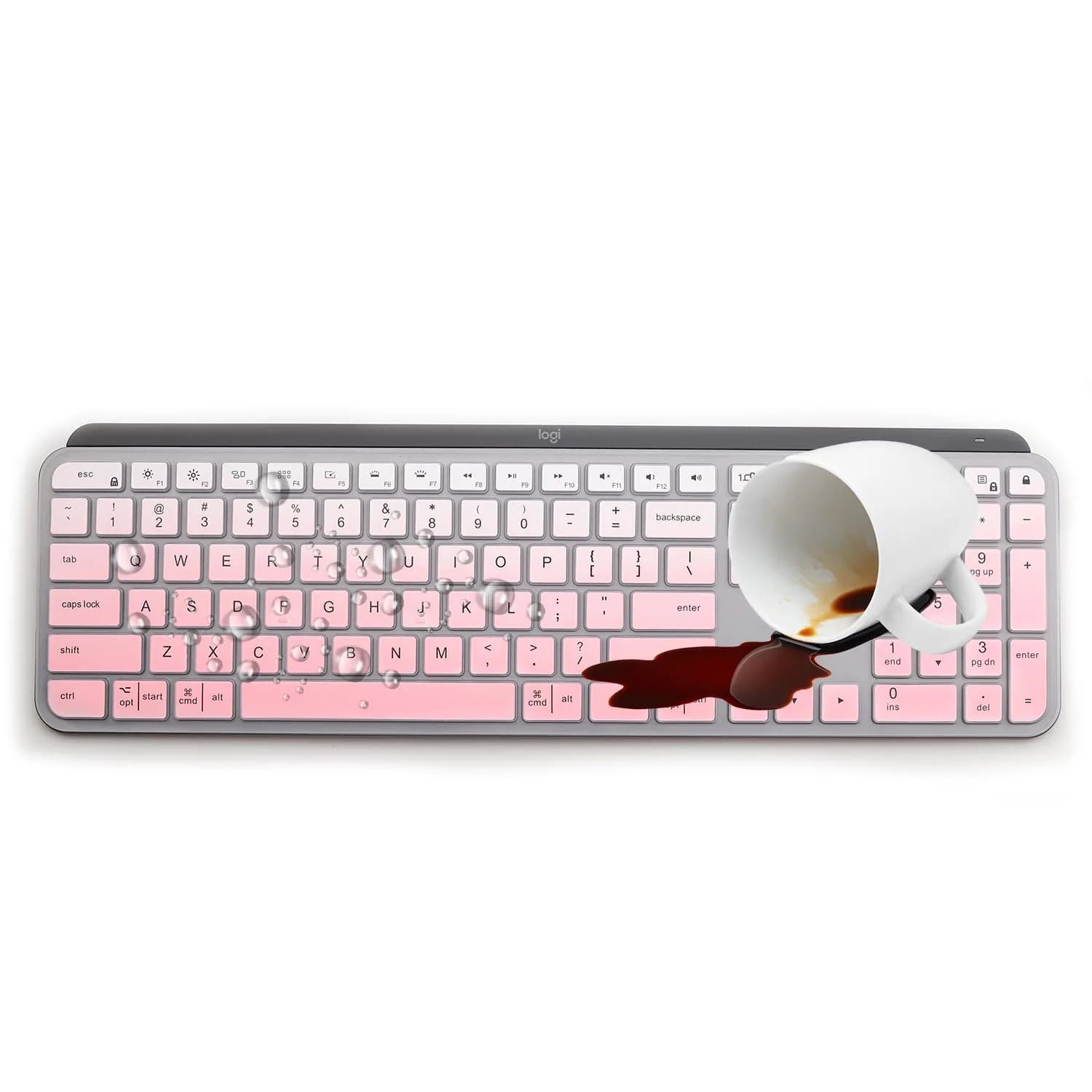 MUBUY-GOL GradualPink Silicone Keyboard Cover Skin for Logitech MX Keys S/Craft, US Layout | Protects from Spills & Dust - view 6