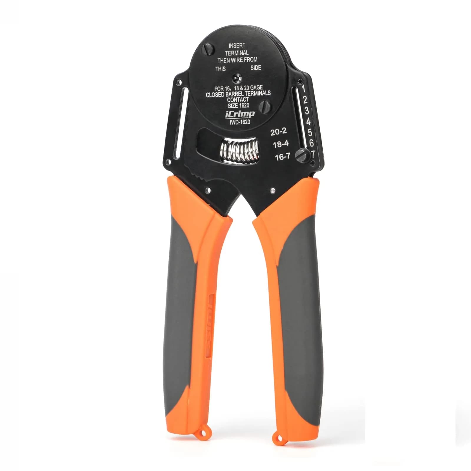 IWISS iCrimp IWD-1620 Deutsch Crimp Tool, Size 16 AWG to 20 AWG | Precise 8 Indent Wire Crimper