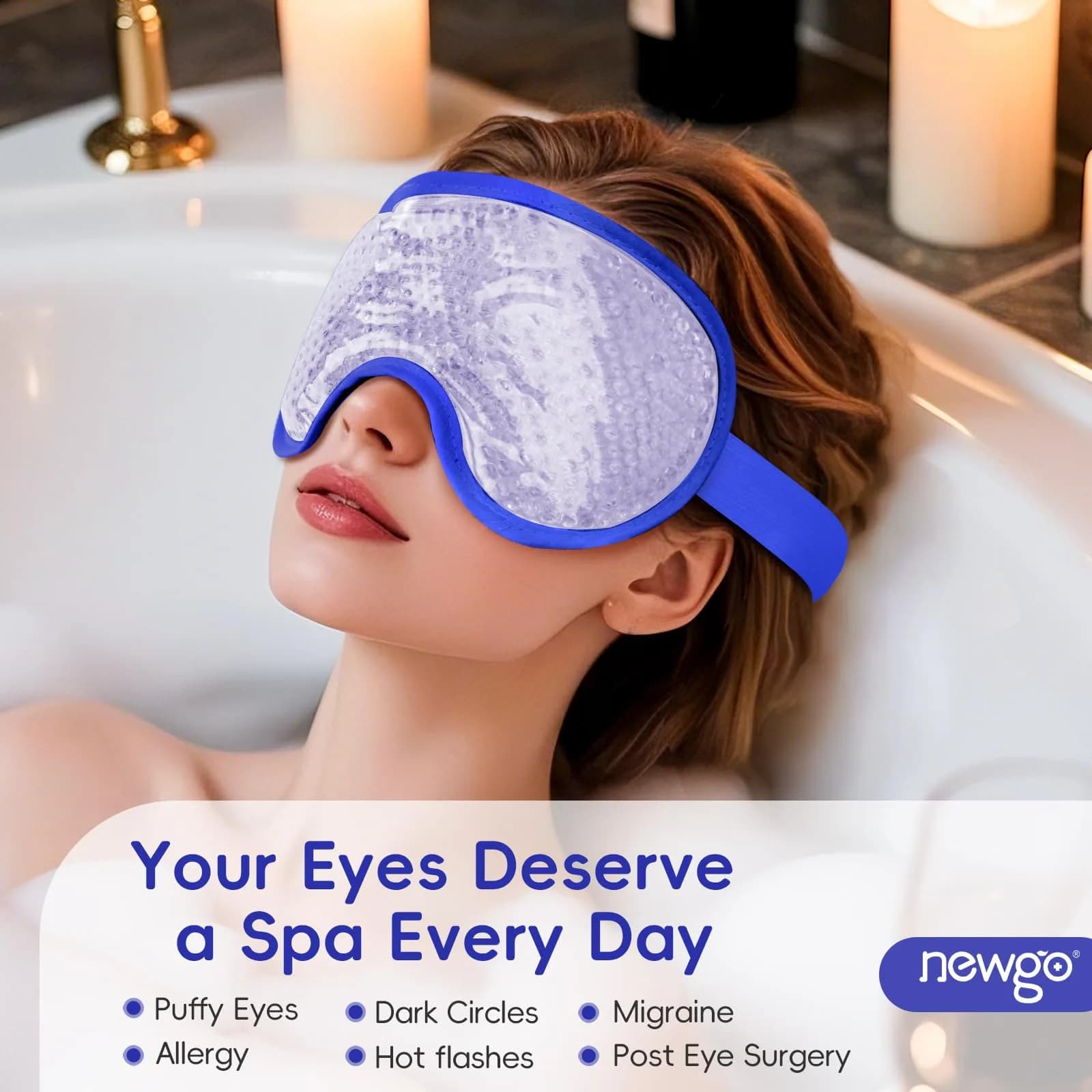 NEWGO Navy Blue Cooling Eye Mask (1 Pack) - Soothing Relief for Puffy Eyes & Headaches - view 3