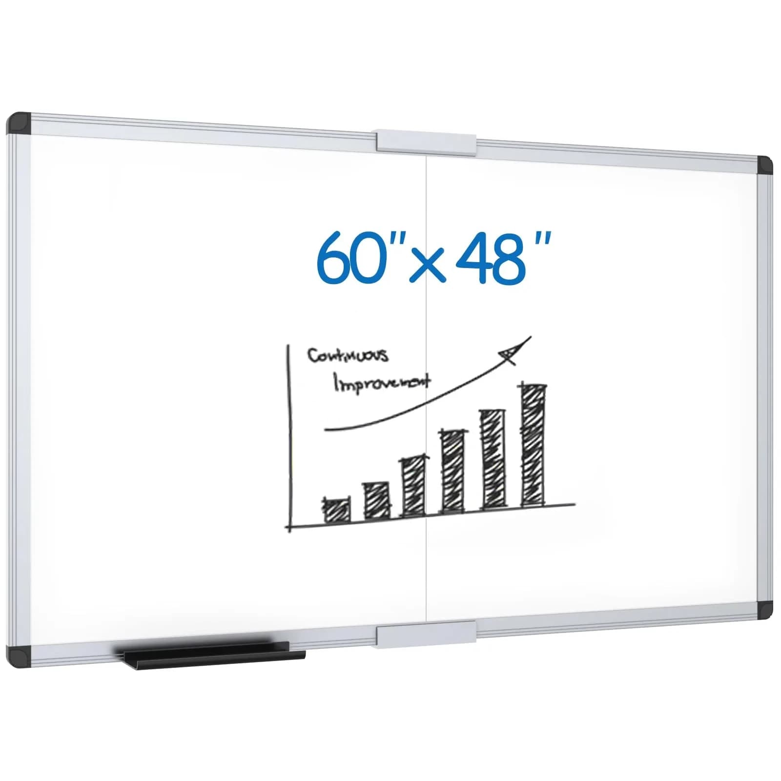 VIZ-PRO Large Magnetic Dry Erase Whiteboard 152 x 122 cm (60 x 48 Inches) | Smooth Writing Surface for Office, School, Home - main product image