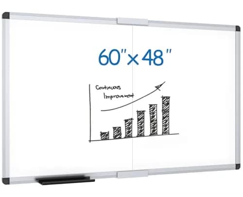 VIZ-PRO Large Magnetic Dry Erase Whiteboard 152 x 122 cm (60 x 48 Inches) | Smooth Writing Surface for Office, School, Home thumbnail 1
