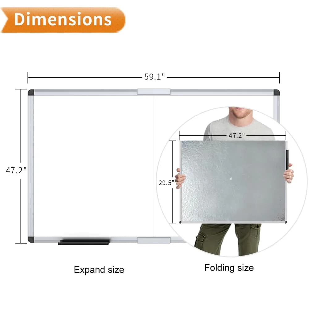 VIZ-PRO Large Magnetic Dry Erase Whiteboard 152 x 122 cm (60 x 48 Inches) | Smooth Writing Surface for Office, School, Home - view 2