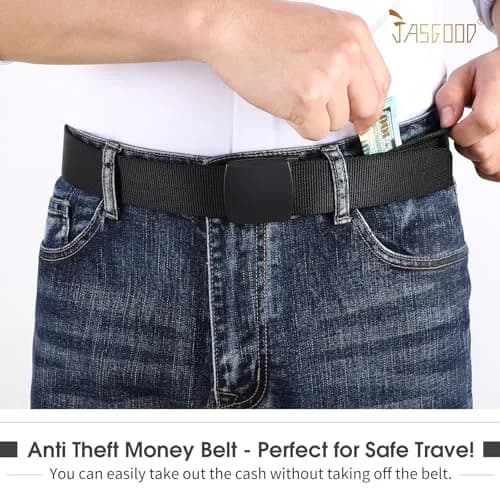 JASGOOD Black Travel Security Money Belt for Pant Sizes 37-44" with Hidden Pocket - view 3