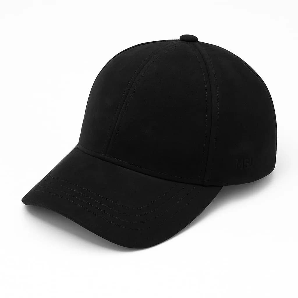 Mumcu's Leather Sheepskin Baseball Cap - Adjustable Snapback Hat (Suede Black) | Genuine Leather — Suede Black