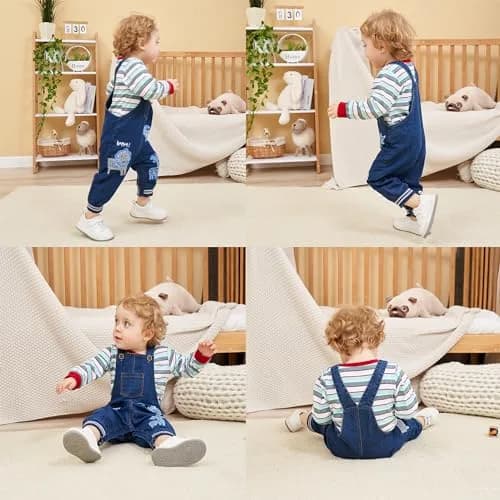 LvYinLi Baby Boy Clothes Set 19-24 Months | Cotton Long Sleeve Romper & Dinosaur Denim Overalls thumbnail 4