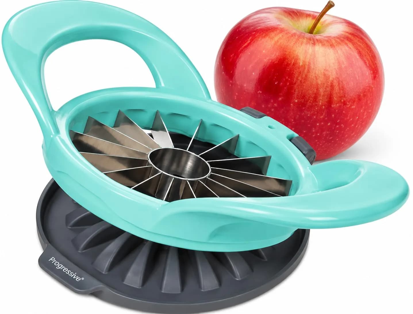 Progressive 16-Slice Thin Apple Slicer & Corer | Dishwasher Safe, Turquoise