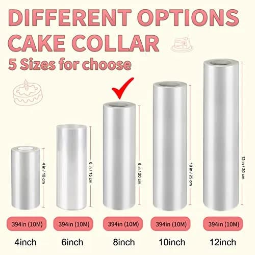 BYKITCHEN Clear Acetate Cake Collar Roll 20cm x 10m (8in x 32.8ft) | Food Grade PP for Mousse & Chocolate Shaping thumbnail 2