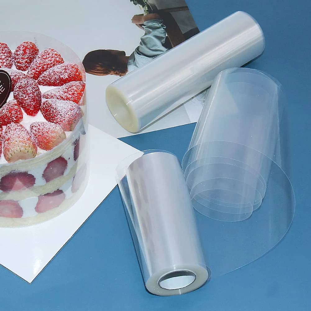 BYKITCHEN Clear Acetate Cake Collar Roll 20cm x 10m (8in x 32.8ft) | Food Grade PP for Mousse & Chocolate Shaping - view 4