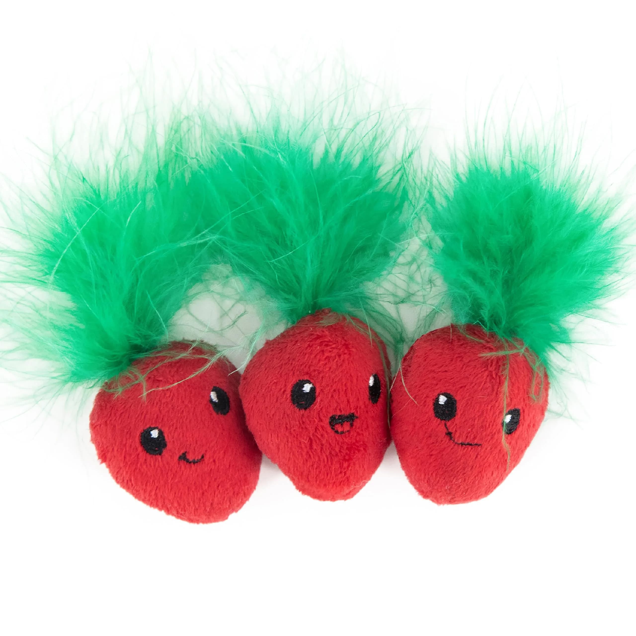 Catstages Strawbabies Dental Cat Chew Toy 3-Pack | Catnip & Feathers for Play & Dental Health - main product image