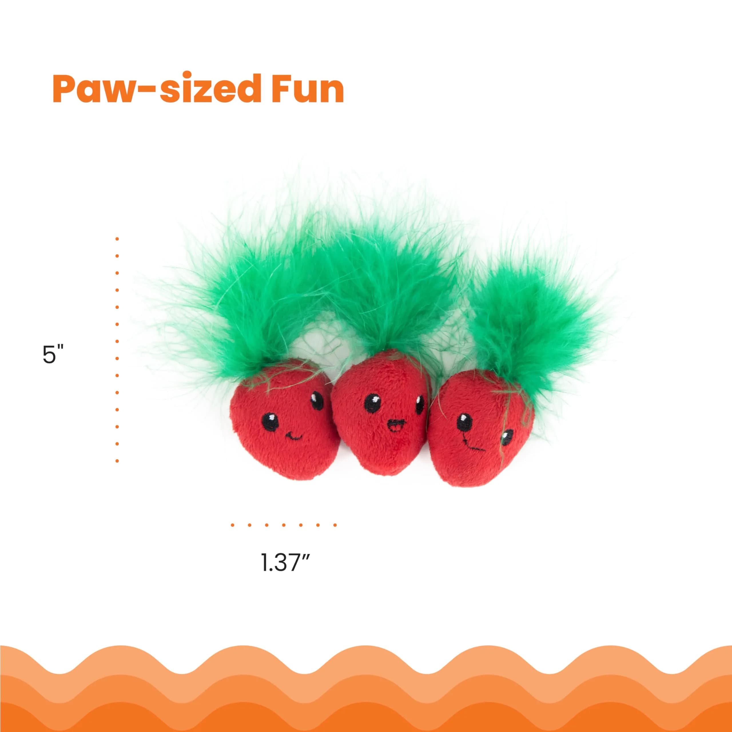Catstages Strawbabies Dental Cat Chew Toy 3-Pack | Catnip & Feathers for Play & Dental Health - view 5
