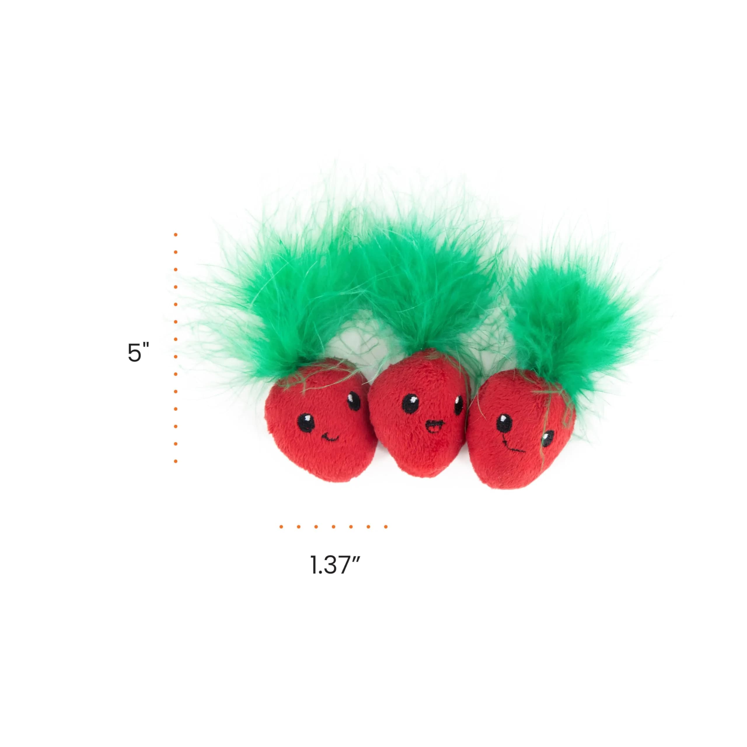 Catstages Strawbabies Dental Cat Chew Toy 3-Pack | Catnip & Feathers for Play & Dental Health - view 9