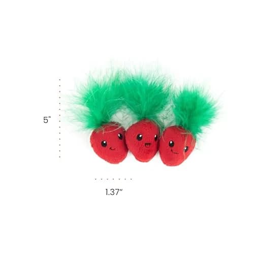 Catstages Strawbabies Dental Cat Chew Toy 3-Pack | Catnip & Feathers for Play & Dental Health thumbnail 9