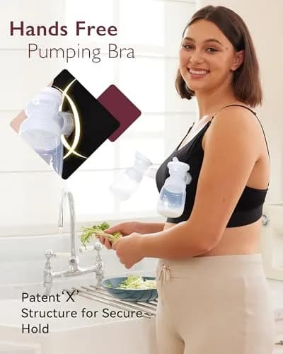 Momcozy Pumping Bra Hands Free, Pumping & Nursing in One, Black/Grey, Small | Secure Fit & All-Day Comfort thumbnail 3