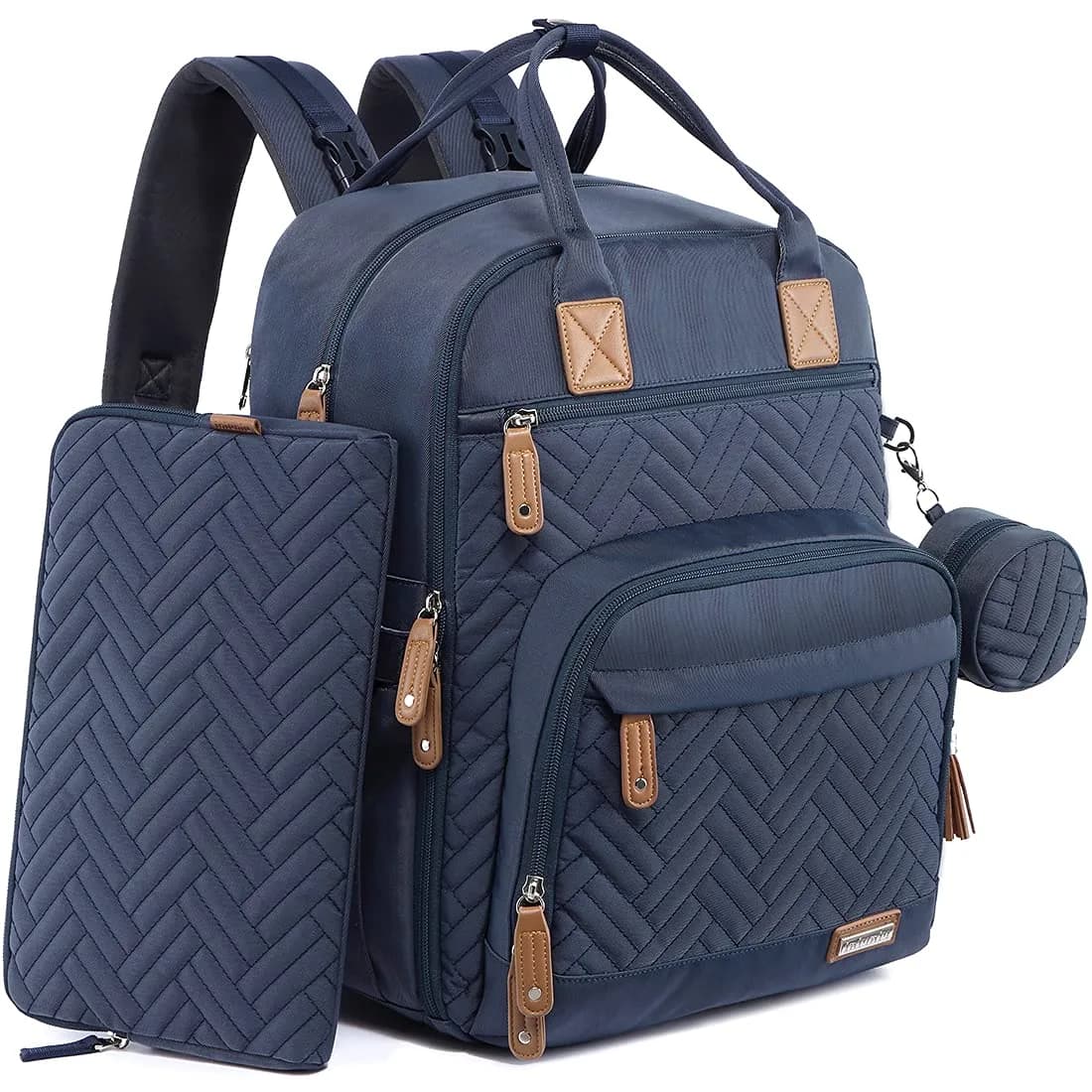 iniuniu Baby Diaper Bag Backpack, 4 in 1 kit Waterproof Large Capacity for Moms Dads, Navy Blue | Unisex Travel Backpack with Washable Changing Pad — Blue