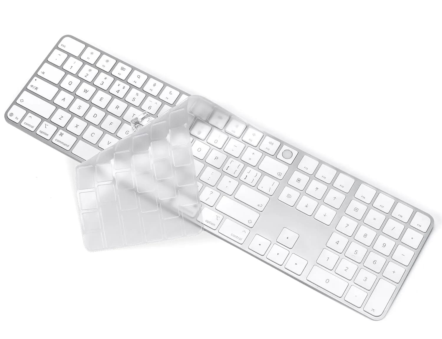 CASEDAO Clear Transparent TPU Keyboard Cover for iMac 24" Magic Keyboard 2021 (A2520) with Numeric Keypad US Layout - main product image