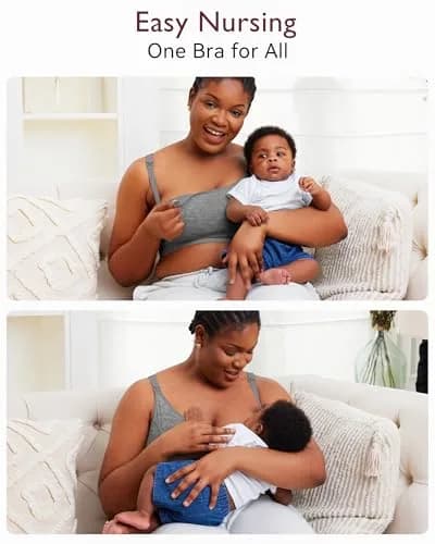 Momcozy Pumping Bra Hands Free, Pumping & Nursing Bra in One, Black/Grey-2pk, Medium | Secure Fit & All-Day Comfort thumbnail 4