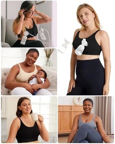 Momcozy Pumping Bra Hands Free, Pumping & Nursing Bra in One, Black/Grey-2pk, Medium | Secure Fit & All-Day Comfort thumbnail 6