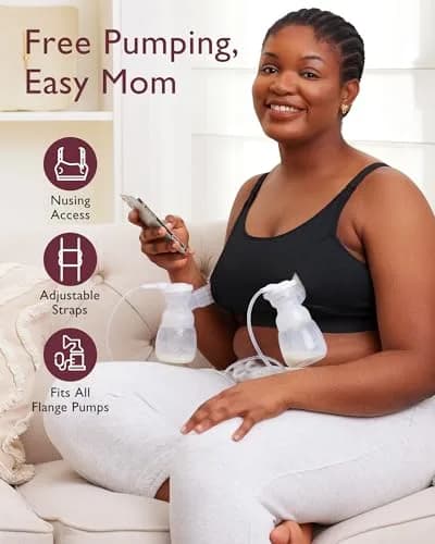 Momcozy Pumping Bra Hands Free, Pumping & Nursing Bra in One, Black/Grey-2pk, Medium | Secure Fit & All-Day Comfort thumbnail 2