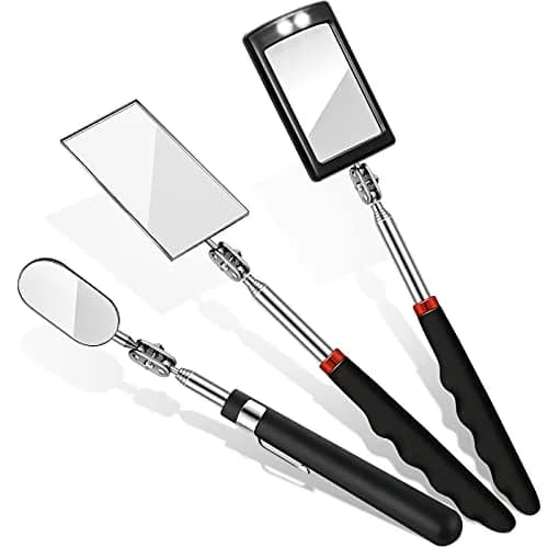 Blulu Precision Measuring Inspection Mirror 3-Piece Set | Telescoping, Lighted, Oval Style for Small Parts & Vehicle Checks thumbnail 1