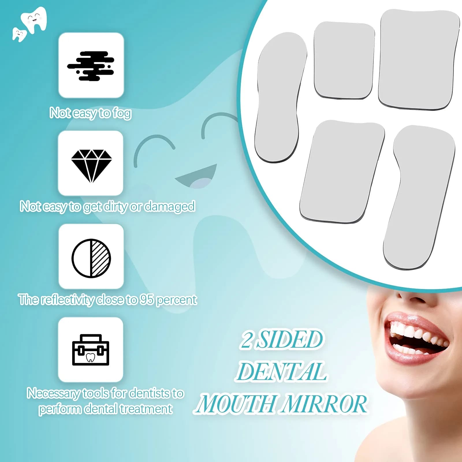 Frienda Dental Photography Mirrors Intraoral Buccal Occlusal Reflector Set | 5 Pcs Glass Mirrors for Teeth Photos - view 4
