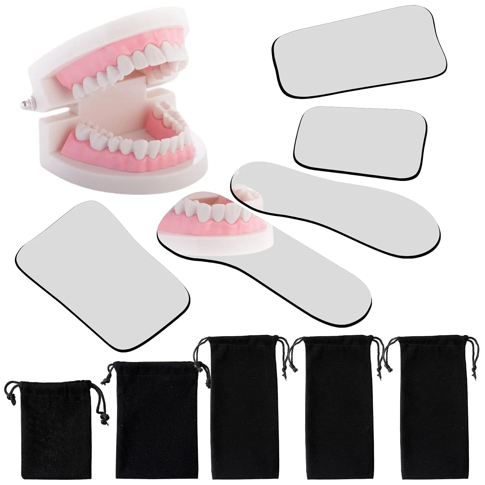 Frienda Dental Photography Mirrors Intraoral Buccal Occlusal Reflector Set | 5 Pcs Glass Mirrors for Teeth Photos