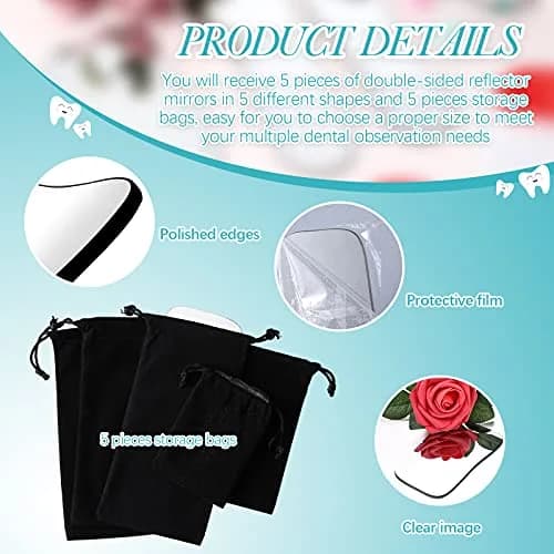 Frienda Dental Photography Mirrors Intraoral Buccal Occlusal Reflector Set | 5 Pcs Glass Mirrors for Teeth Photos thumbnail 3
