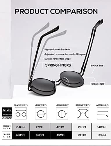 KALIYADI Round Polarized Sunglasses for Men Women | 47mm Lens Width (1.85 inches) thumbnail 3