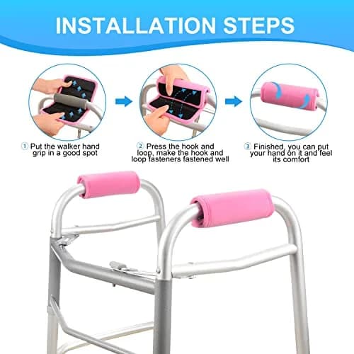 supregear Pink 2 Pack Walker Grips | Soft Padded Hand Covers for Mobility Aids thumbnail 2
