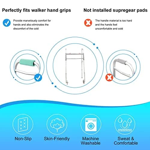 supregear Walker Grips (2 Pack, Mint) | Soft Padded Hand Covers for Mobility Aids thumbnail 5