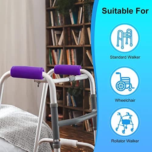 supregear Walker Grips (2 Pack) | Soft Padded Non-slip Handle Covers for Walkers, Rollators, Crutches, Wheelchairs, Purple thumbnail 6