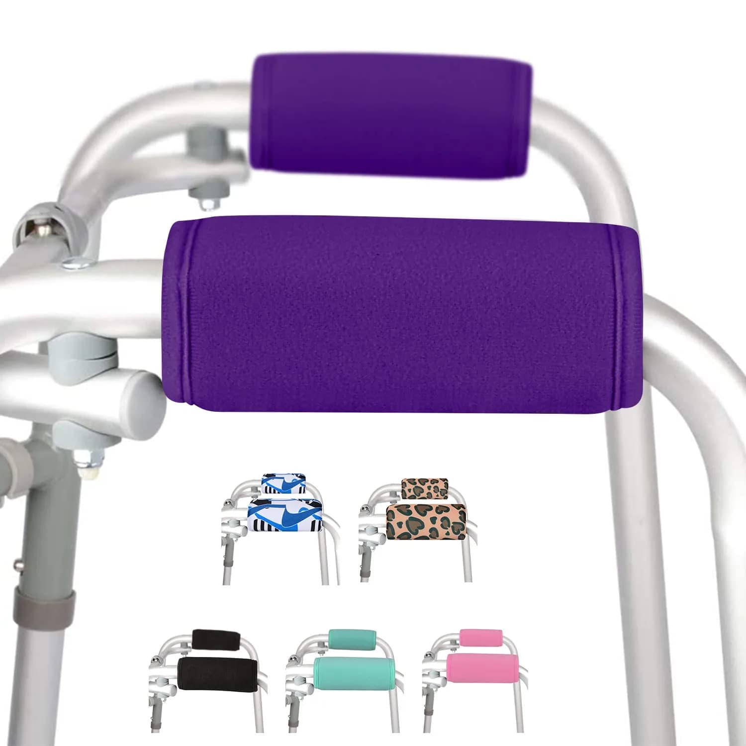 supregear Walker Grips (2 Pack) | Soft Padded Non-slip Handle Covers for Walkers, Rollators, Crutches, Wheelchairs, Purple - main product image
