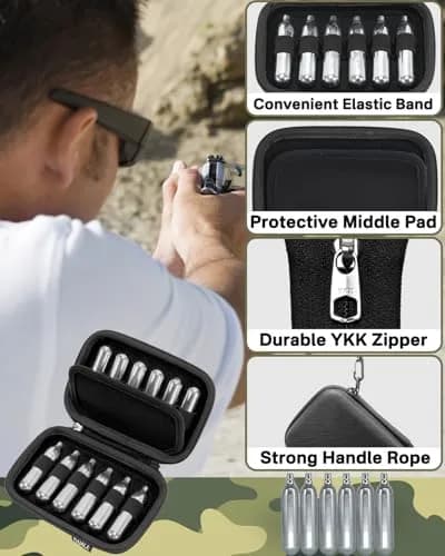 RAIACE CO2 Cartridges Storage Case Black | Holds 12pcs CO2 Cartridges, Protective Travel Bag thumbnail 3
