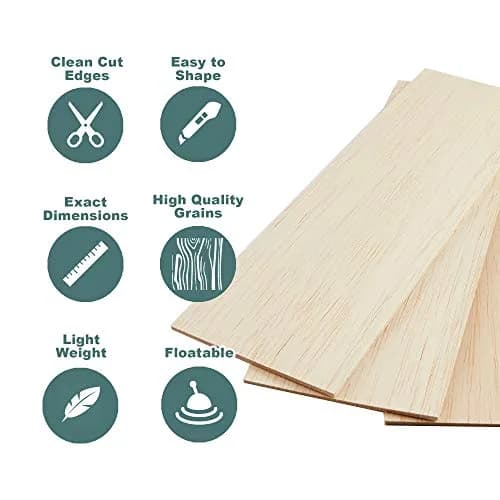 Craftiff Balsa Wood Sheets 1/8" Thick 12" x 4" (300x100mm) | 5 Pack Unfinished Wood for Crafts thumbnail 3