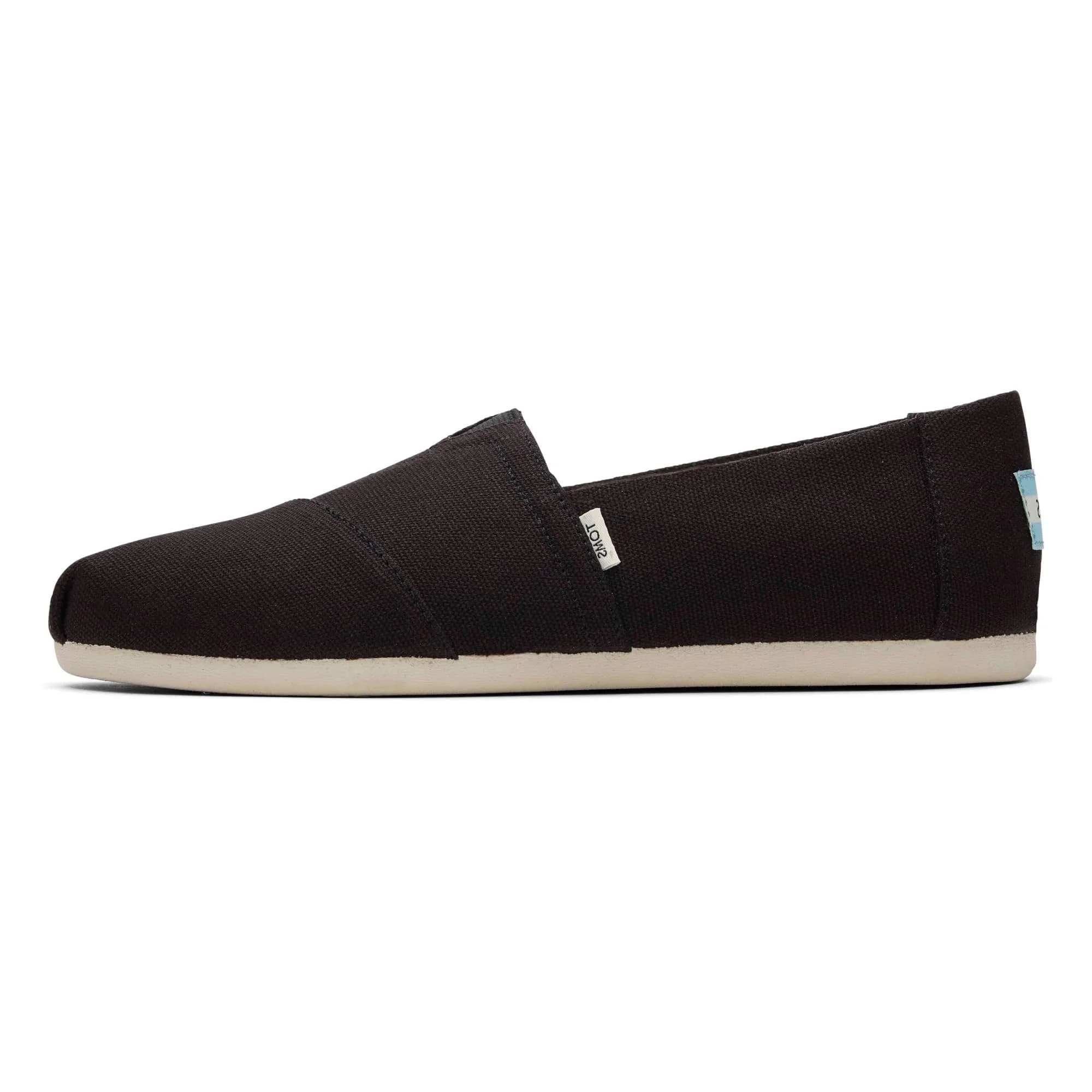 TOMS Women's Alpargata Classic Espadrille Black Recycled Canvas 23.6cm (US 6.5) | Comfortable Slip-On Flats for Everyday Wear — Black Recycled Cotton Canvas