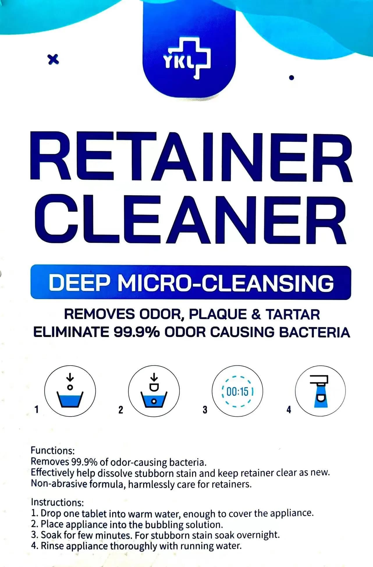 YKL Retainer & Denture Cleaner Tablets 120 Count (4 Months Supply) | Mint Fresh Odor Removal - view 8