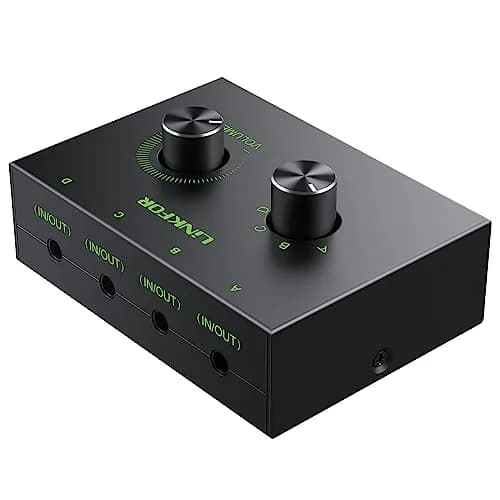 LiNKFOR 4-Port Bidirectional 3.5mm Audio Switch with Volume Control | Compact, Easy Install, Supports 2V Max Signal (70-120c) thumbnail 4