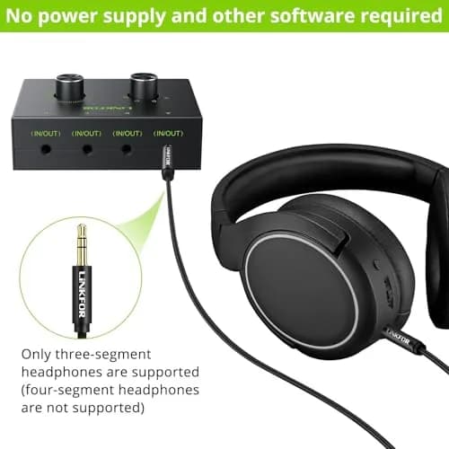 LiNKFOR 4-Port Bidirectional 3.5mm Audio Switch with Volume Control | Compact, Easy Install, Supports 2V Max Signal (70-120c) thumbnail 5