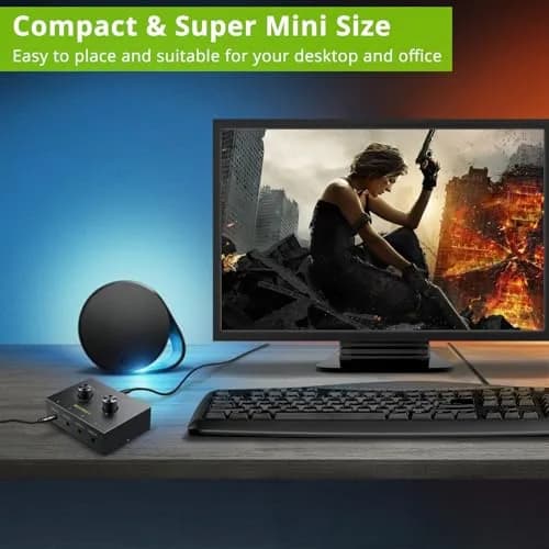 LiNKFOR 4-Port Bidirectional 3.5mm Audio Switch with Volume Control | Compact, Easy Install, Supports 2V Max Signal (70-120c) thumbnail 7