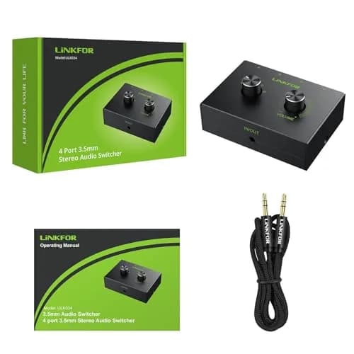LiNKFOR 4-Port Bidirectional 3.5mm Audio Switch with Volume Control | Compact, Easy Install, Supports 2V Max Signal (70-120c) thumbnail 8