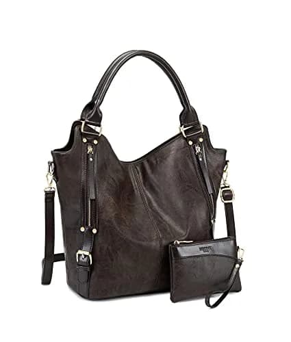 ITSCOSY Women Tote Bag Handbags PU Leather Fashion Hobo Shoulder Bags with Adjustable Shoulder Strap (Deep coffee, M) | Large Capacity & Stylish thumbnail 1