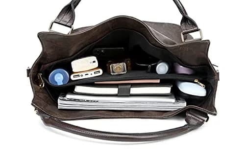 ITSCOSY Women Tote Bag Handbags PU Leather Fashion Hobo Shoulder Bags with Adjustable Shoulder Strap (Deep coffee, M) | Large Capacity & Stylish thumbnail 4