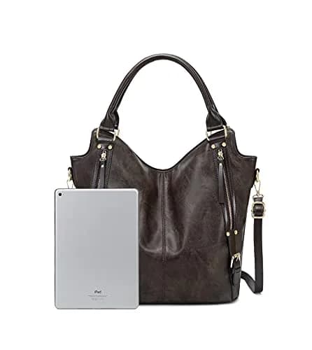 ITSCOSY Women Tote Bag Handbags PU Leather Fashion Hobo Shoulder Bags with Adjustable Shoulder Strap (Deep coffee, M) | Large Capacity & Stylish thumbnail 2